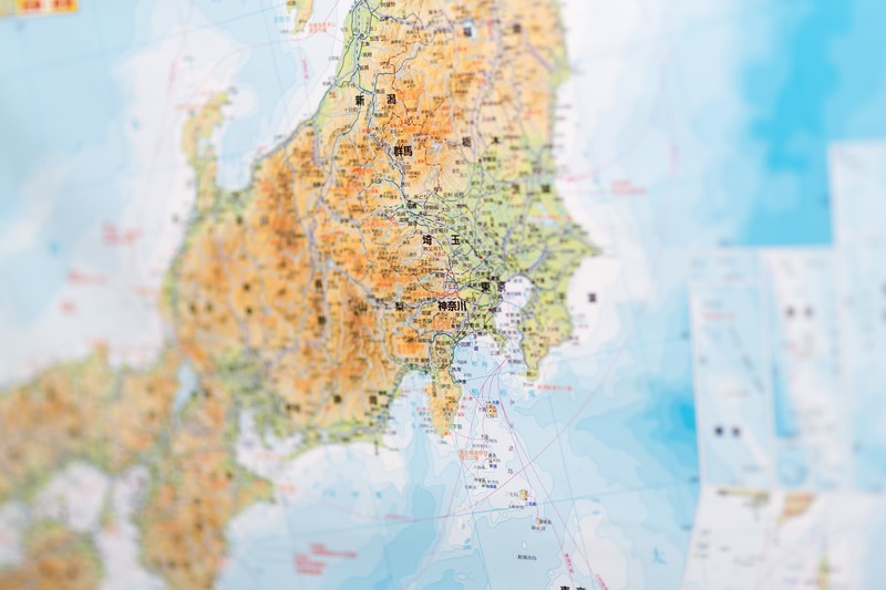 関東周辺の日本地図